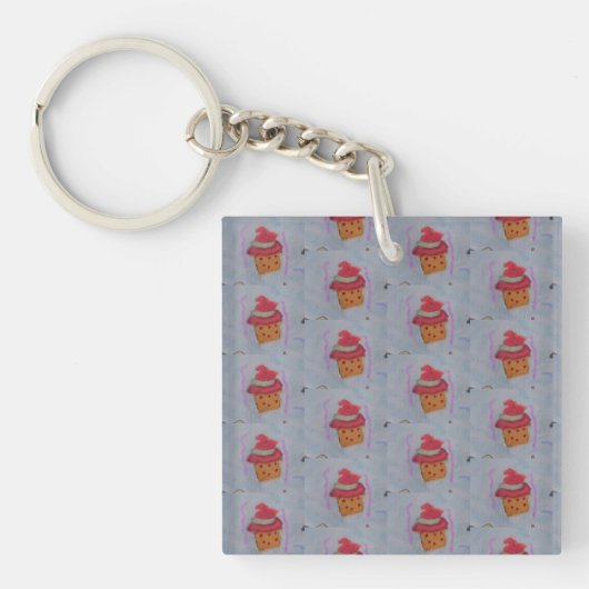 カップケーキアクリルキーリング キーホルダー (正面)