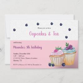 カップケーキアンドティー誕生日パティ 招待状