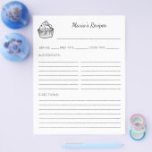 カップケーキイラストレーションパーソナライズされたレシピページ チラシ (シングル)