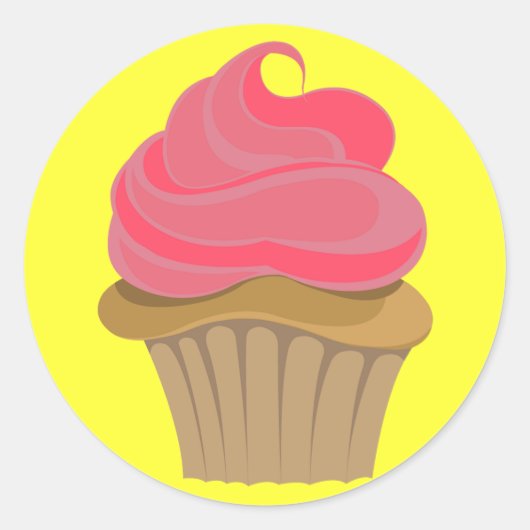 カップケーキイラストレーション ラウンドシール (正面)