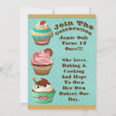 カップケーキウォーズベイクオフ誕生日アクアダイアモンド招待状 招待状 (裏面)