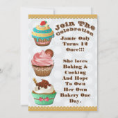 カップケーキウォーズベイクオフ誕生日グレイサークル招待状 招待状 (裏面)