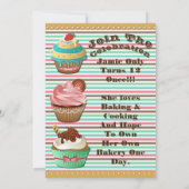 カップケーキウォーズベイクオフ誕生日ストライプの招待状 招待状 (裏面)