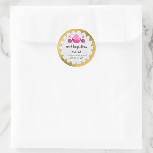 カップケーキエレガントーケーキポップドリーフェイクゴールドフォイル ラウンドシール (バッグ)