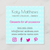 カップケーキエレガントーケーキポップ渦巻き スクエア名刺 (裏面)