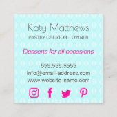 カップケーキエレガントーケーキポップ渦巻き スクエア名刺 (裏面)