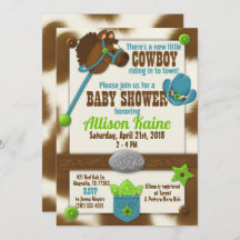 カップケーキカウボーイ男の赤ちゃんシャワー招待状