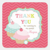 カップケーキカラフルおもしろいお願い スクエアシール (正面)