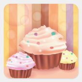 カップケーキカラフルファンタジースイートトリート スクエアシール (正面)