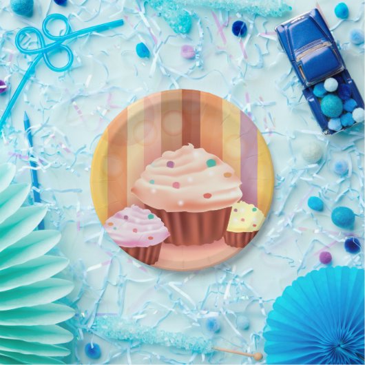 カップケーキカラフルファンタジースイートトリート ペーパープレート (パーティー)