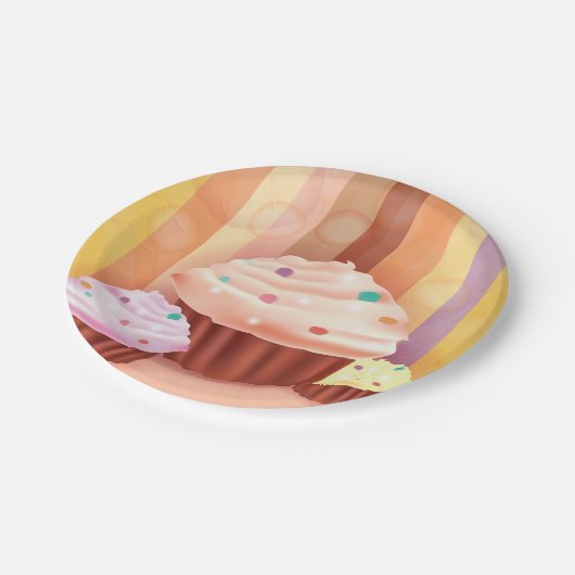 カップケーキカラフルファンタジースイートトリート ペーパープレート (アングル)