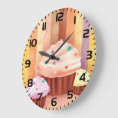 カップケーキカラフルファンタジースイートトリート ラージ壁時計 (傾斜)