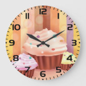 カップケーキカラフルファンタジースイートトリート ラージ壁時計 (正面)