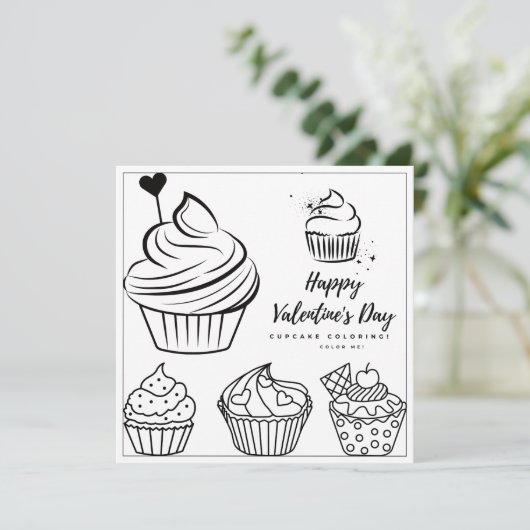 カップケーキカラーリングページガールカードバレンタインデー (スタンド正面)