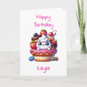 カップケーキカラーリングページパーソナライズされた誕生日 カード (正面)