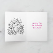 カップケーキカラーリングページパーソナライズされた誕生日 カード (内部)