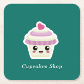 カップケーキカワイイ スクエアペーパーコースター (正面)