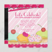 カップケーキガロール！誕生日パーティーの招待 招待状 (正面/裏面)