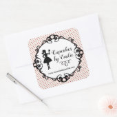 カップケーキガールシルエット包装シール スクエアシール (封筒)