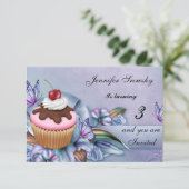 カップケーキガールズバースデーパーティー 招待状 (スタンド正面)