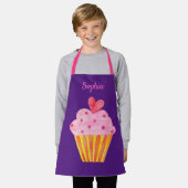 カップケーキキッズ名ベーキングエプロン水色 エプロン (着用した状態)