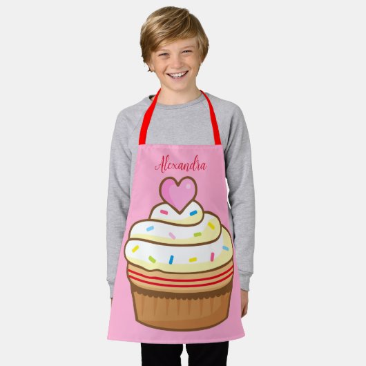カップケーキキッズ名ベーキングエプロンretro エプロン (着用した状態)