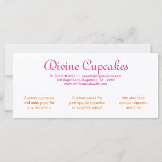 カップケーキギフト証明書クラウンピンクオレンジ (裏面)