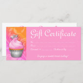 カップケーキギフト証明書クラウンピンクオレンジ (正面/裏面)