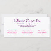 カップケーキギフト証明書クラウンピンク紫 (裏面)