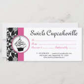 カップケーキギフト証明書フローラダマスクピンクブラック (裏面)