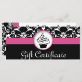 カップケーキギフト証明書フローラダマスクピンクブラック (正面/裏面)