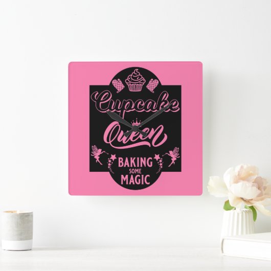 カップケーキクイーン スクエア壁時計 (ホーム)