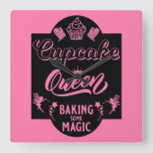 カップケーキクイーン スクエア壁時計 (正面)