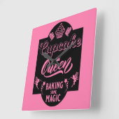 カップケーキクイーン スクエア壁時計 (傾斜)