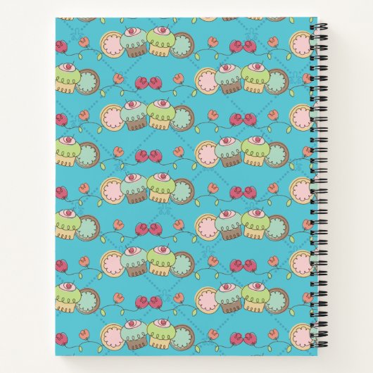 カップケーキクッキーパーソナライズされたレシピ料理 ノートブック (裏面)