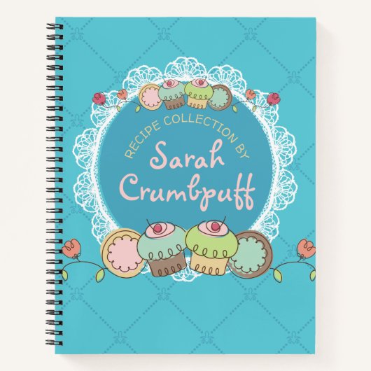 カップケーキクッキーパーソナライズされたレシピ料理 ノートブック (正面)