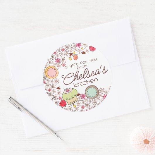 カップケーキクッキーフラワーベーキング自家製ベーカリー ラウンドシール (封筒)