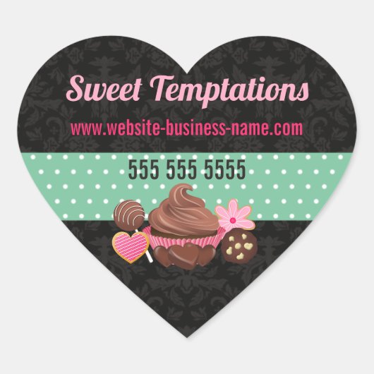 カップケーキクッキーポップ包装シール ハートシール (正面)