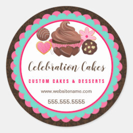 カップケーキクッキーポップ・アートのホタテ旗 ラウンドシール