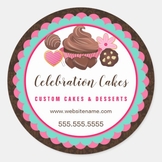 カップケーキクッキーポップ・アートのホタテ旗 ラウンドシール (正面)