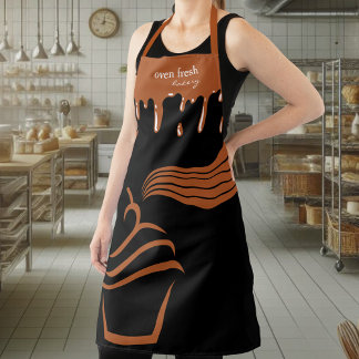 カップケーキグルービーストライプドップブラックブラウン エプロン