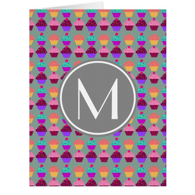 カップケーキグレーモノグラムギフト (正面)