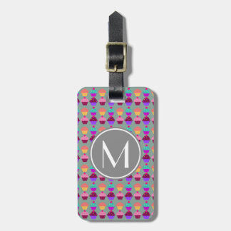カップケーキグレーモノグラムギフト ラゲッジタグ