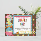 カップケーキケーキバースデーパーティ招待状 招待状 (スタンド正面)