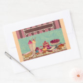 カップケーキケーキパーティー看板 長方形シール (封筒)