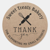 カップケーキケーキベーカリーありがとうご注文クラフト素朴 ラウンドシール (正面)
