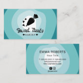 カップケーキケーキベーカリー配管バッグティール（緑がかった色）シェード 名刺 (正面/裏面)