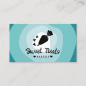 カップケーキケーキベーカリー配管バッグティール(緑がかった色)シェード 名刺 (正面)