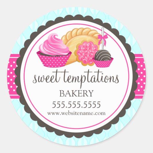 カップケーキケーキポップクッキーの入れ替えベーカリーボックスシール ラウンドシール (正面)