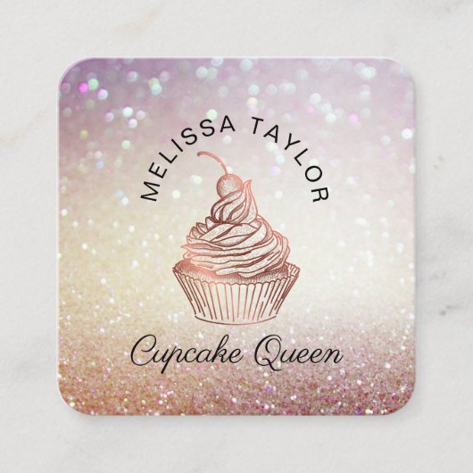 カップケーキケーキ&スイーツホームベーカリー素朴ヴィンテージ スクエア名刺 (正面)